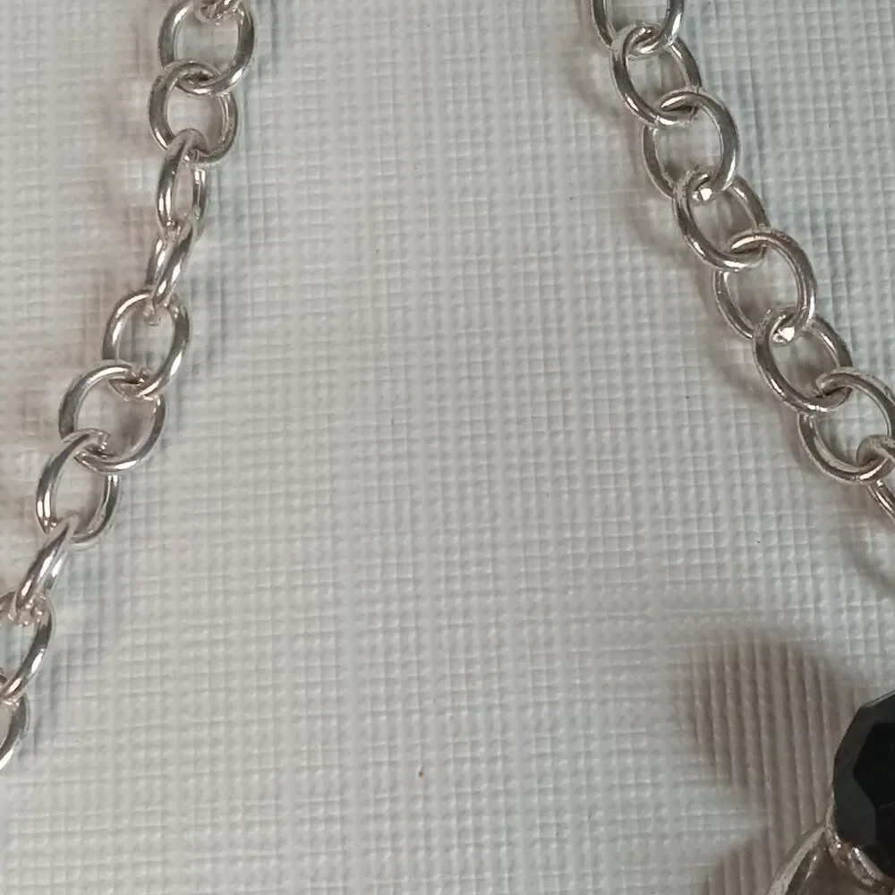 Black and Silver Toned Assorted Dangle Beads Bib Collar Style Statement Necklace